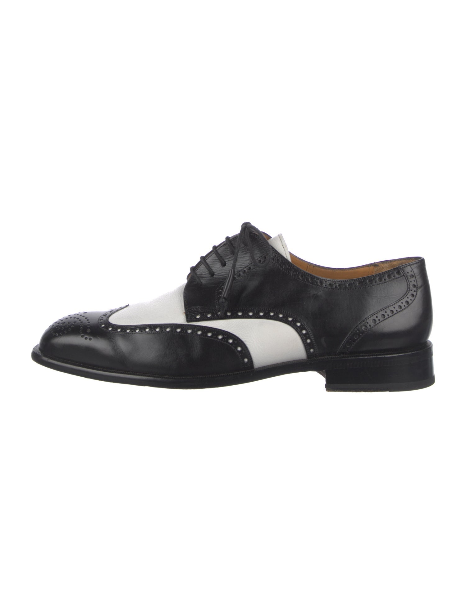 Mezlan Leather Colorblock Pattern Oxfords