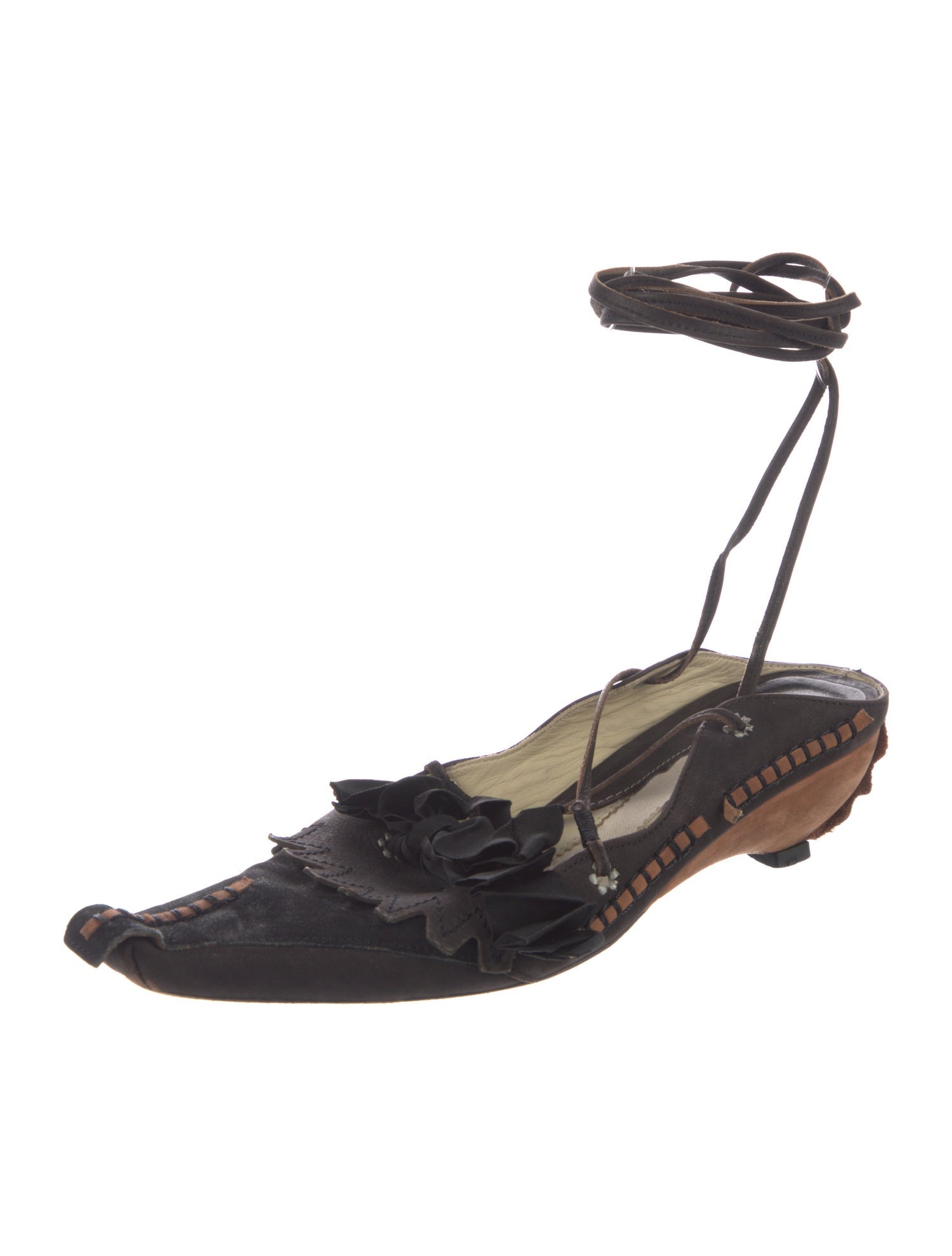 Marithé + François Girbaud Suede Colorblock Pattern D'Orsay Pumps