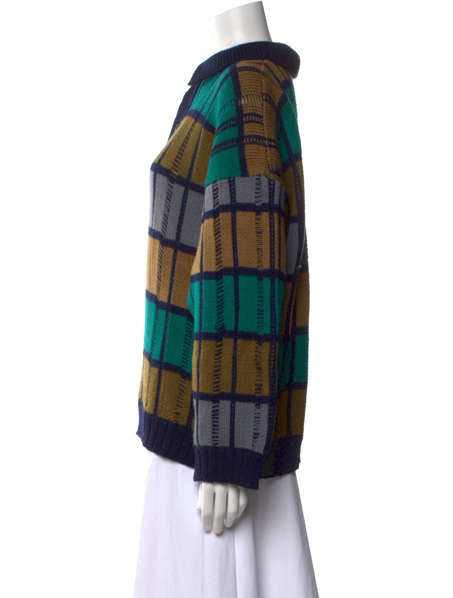 Marithé + François Girbaud Wool Plaid Print Sweater