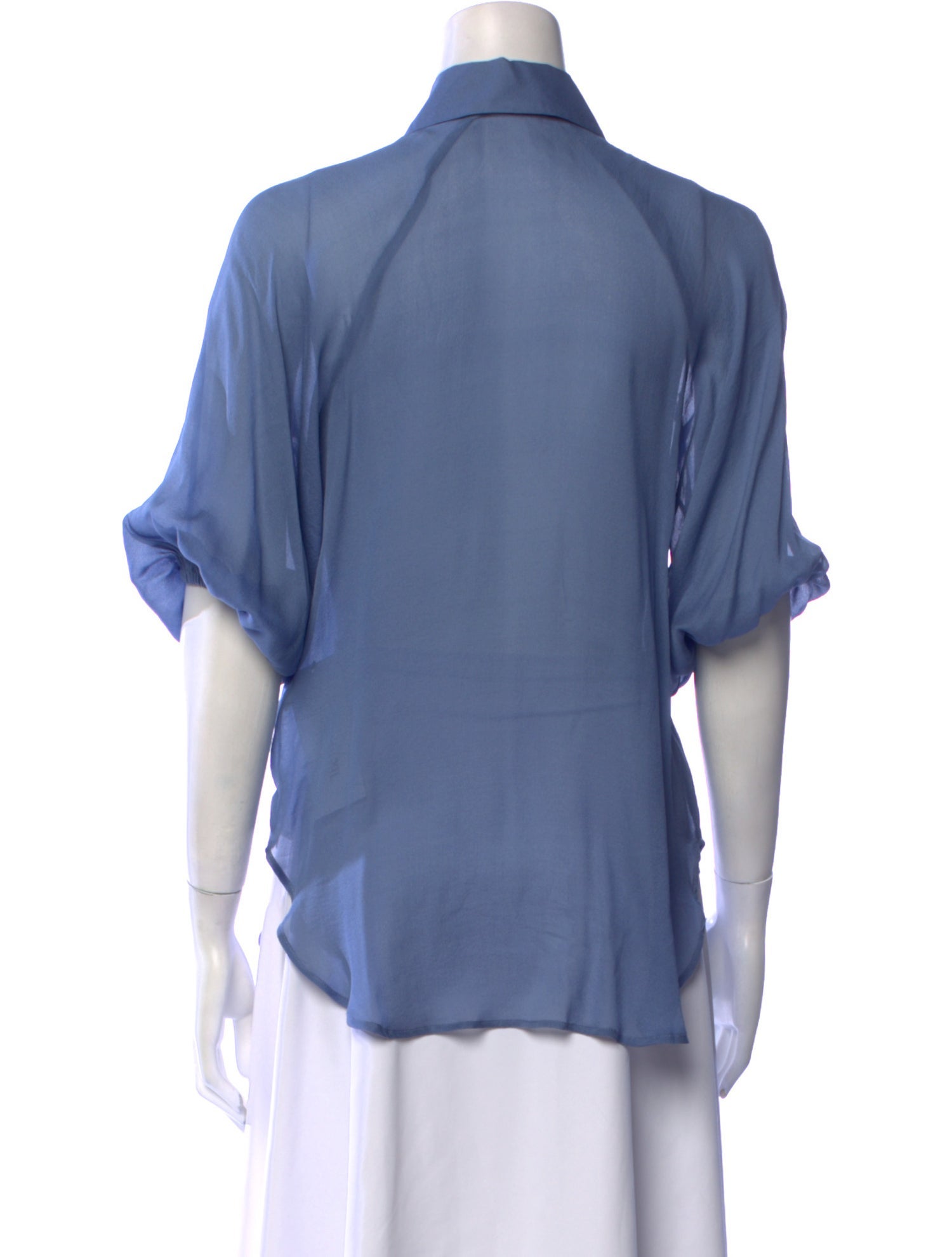 Michelle Farmer Silk Short Sleeve Button-Up Top