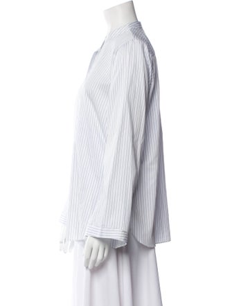 Michelle Farmer Striped Long Sleeve Button-Up Top