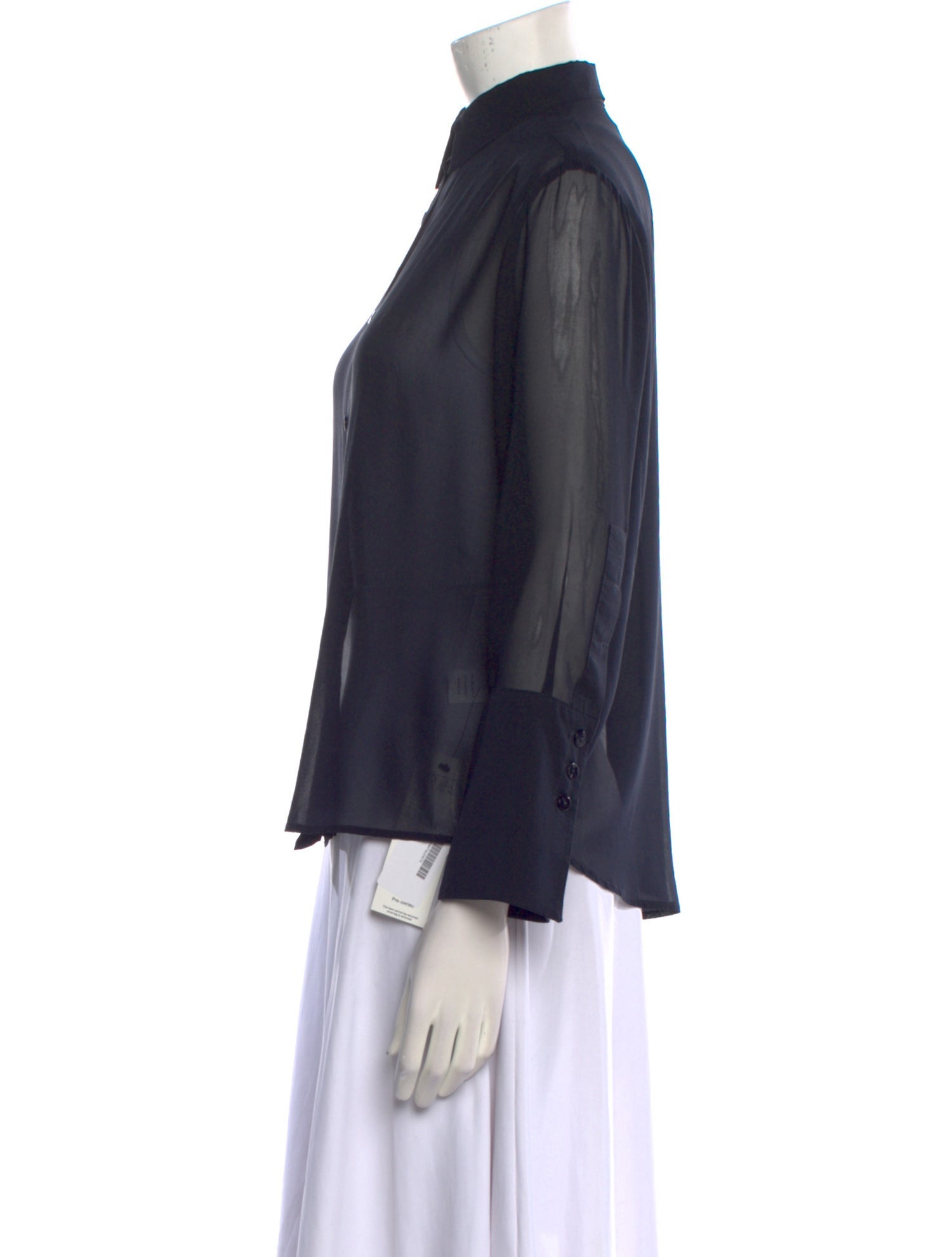 Michelle Farmer Silk Long Sleeve Button-Up Top