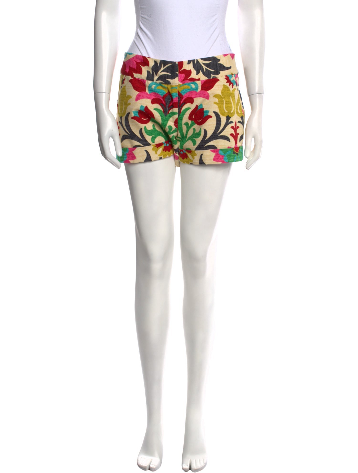 Michelle Farmer Floral Print Mini Shorts
