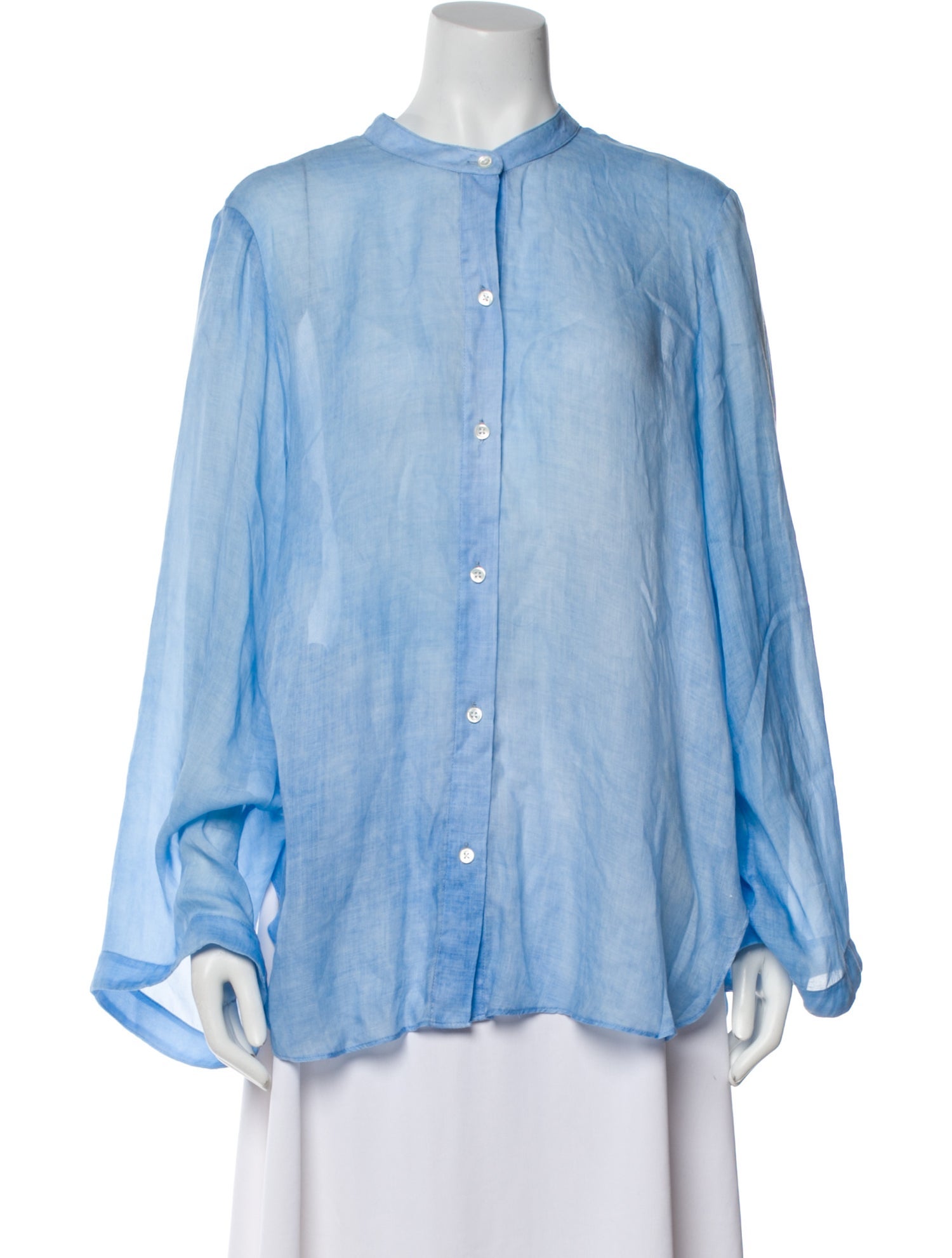 Michelle Farmer Crew Neck Long Sleeve Button-Up Top