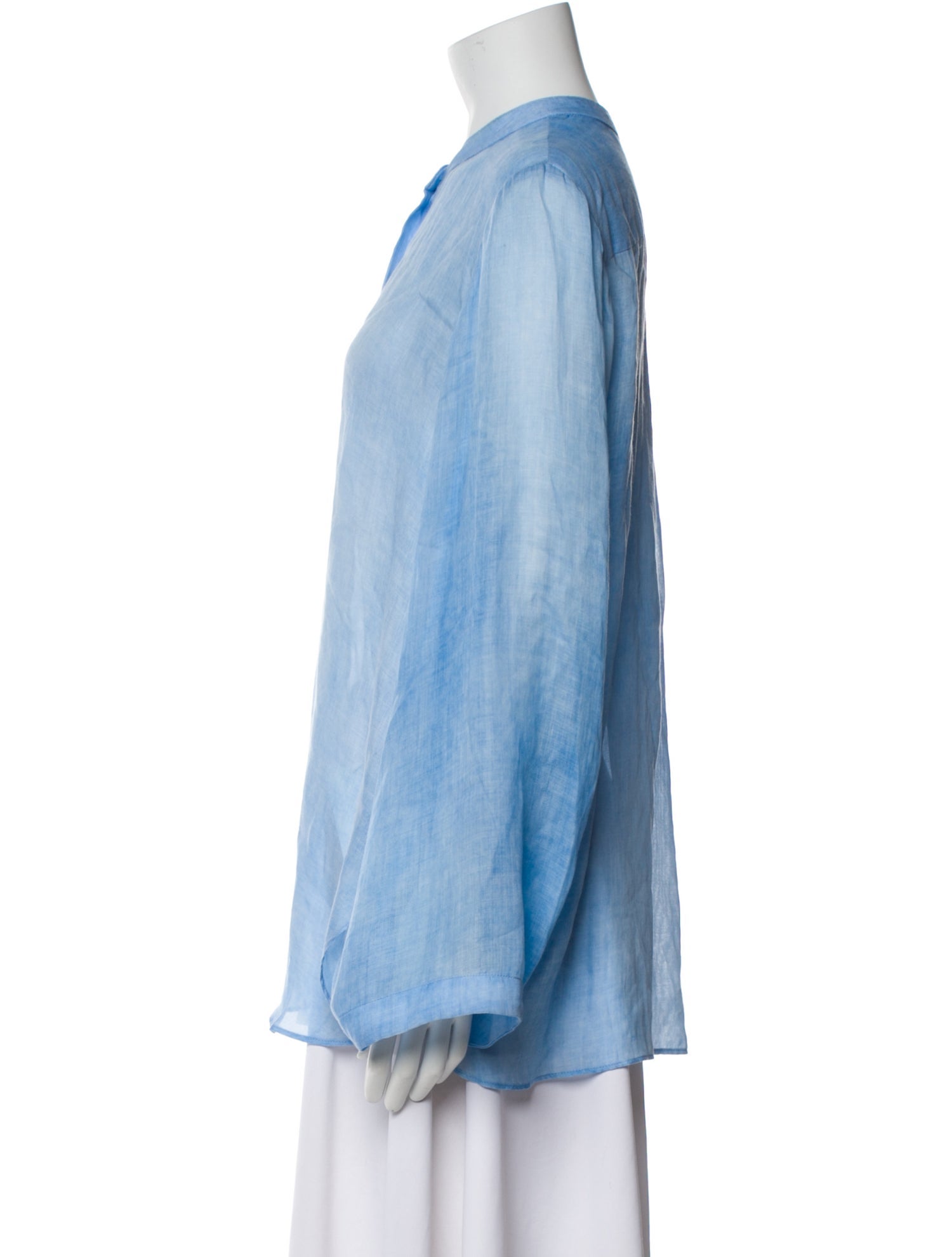 Michelle Farmer Crew Neck Long Sleeve Button-Up Top