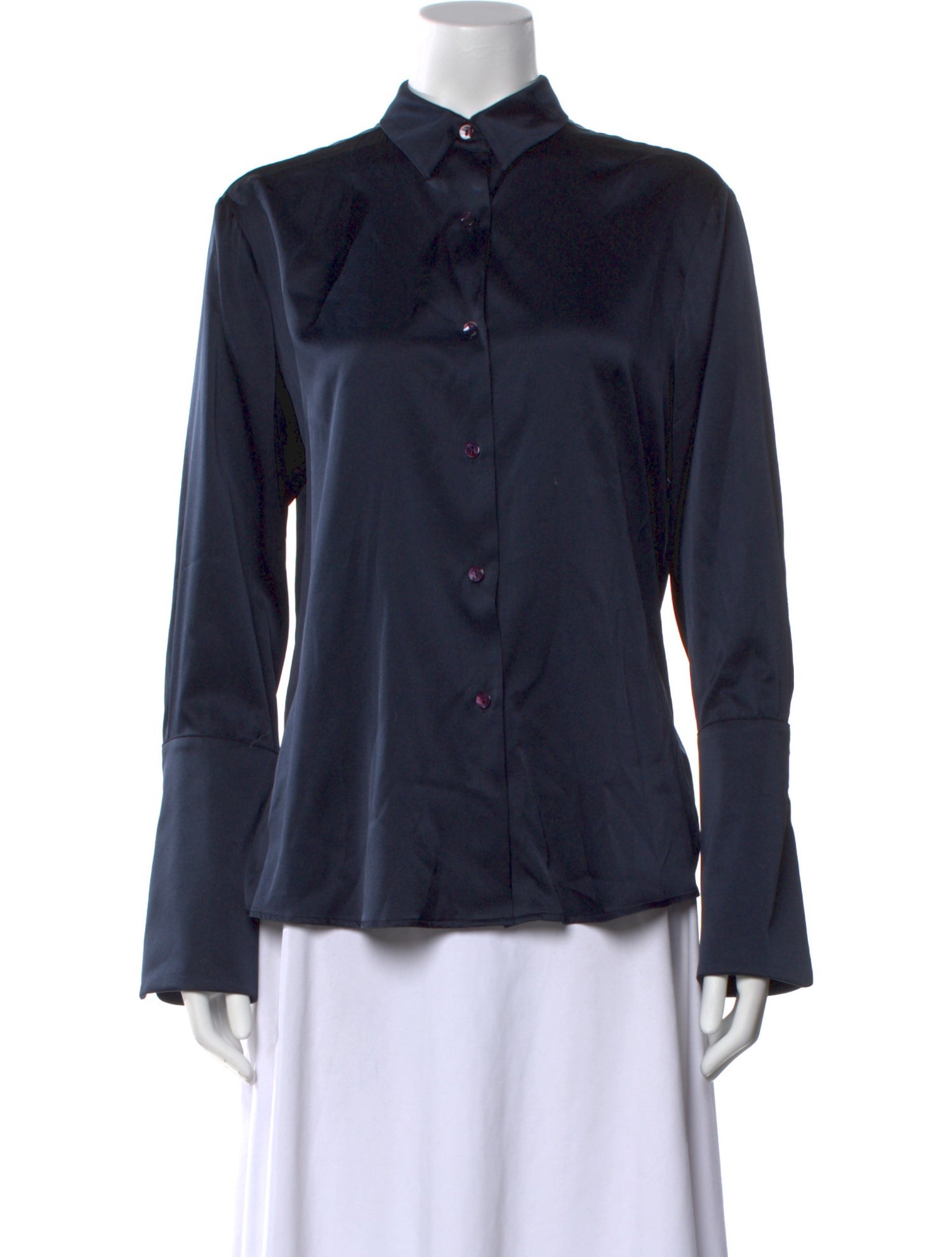 Michelle Farmer Silk Long Sleeve Button-Up Top