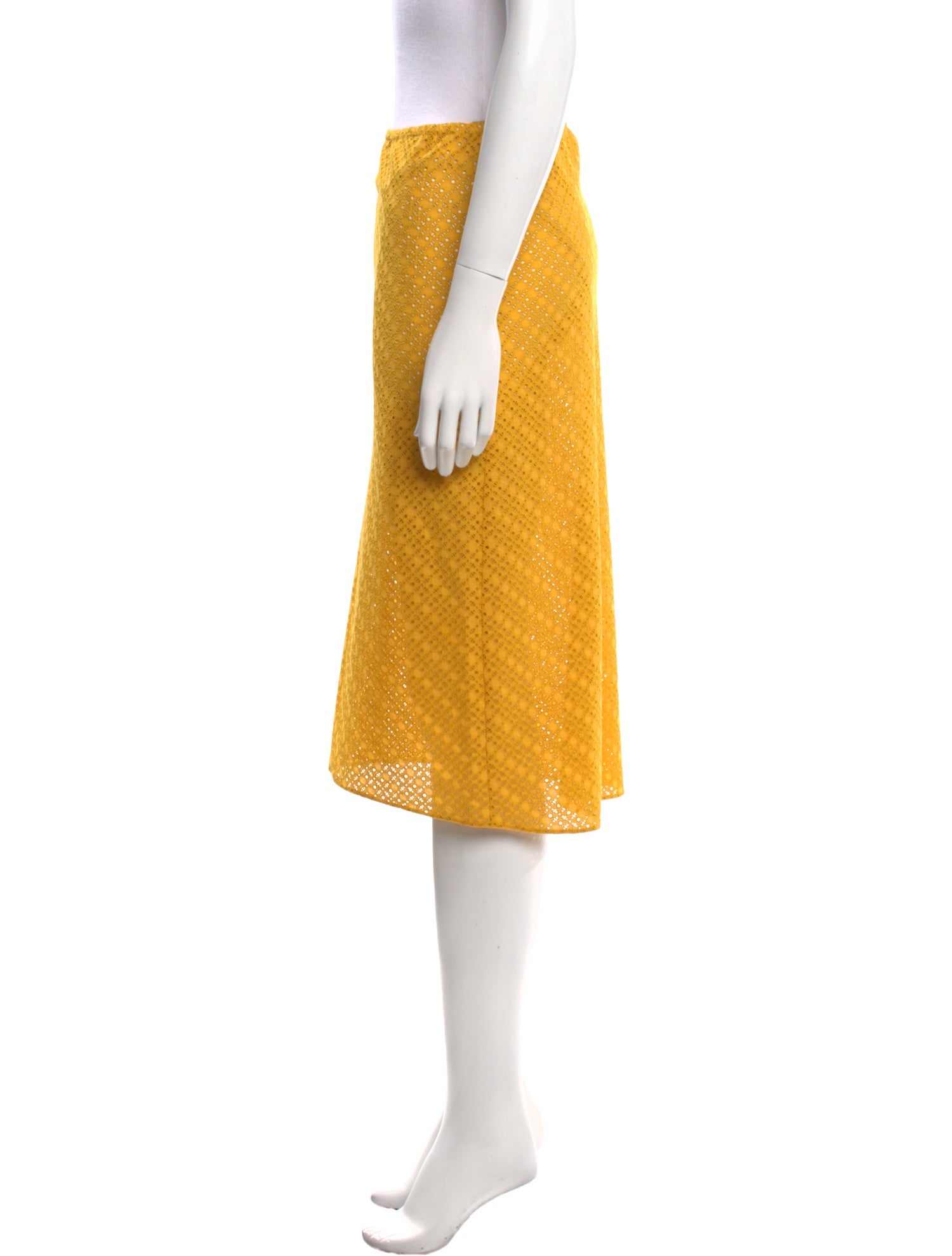 Michelle Farmer Eyelet Trim Knee-Length Skirt