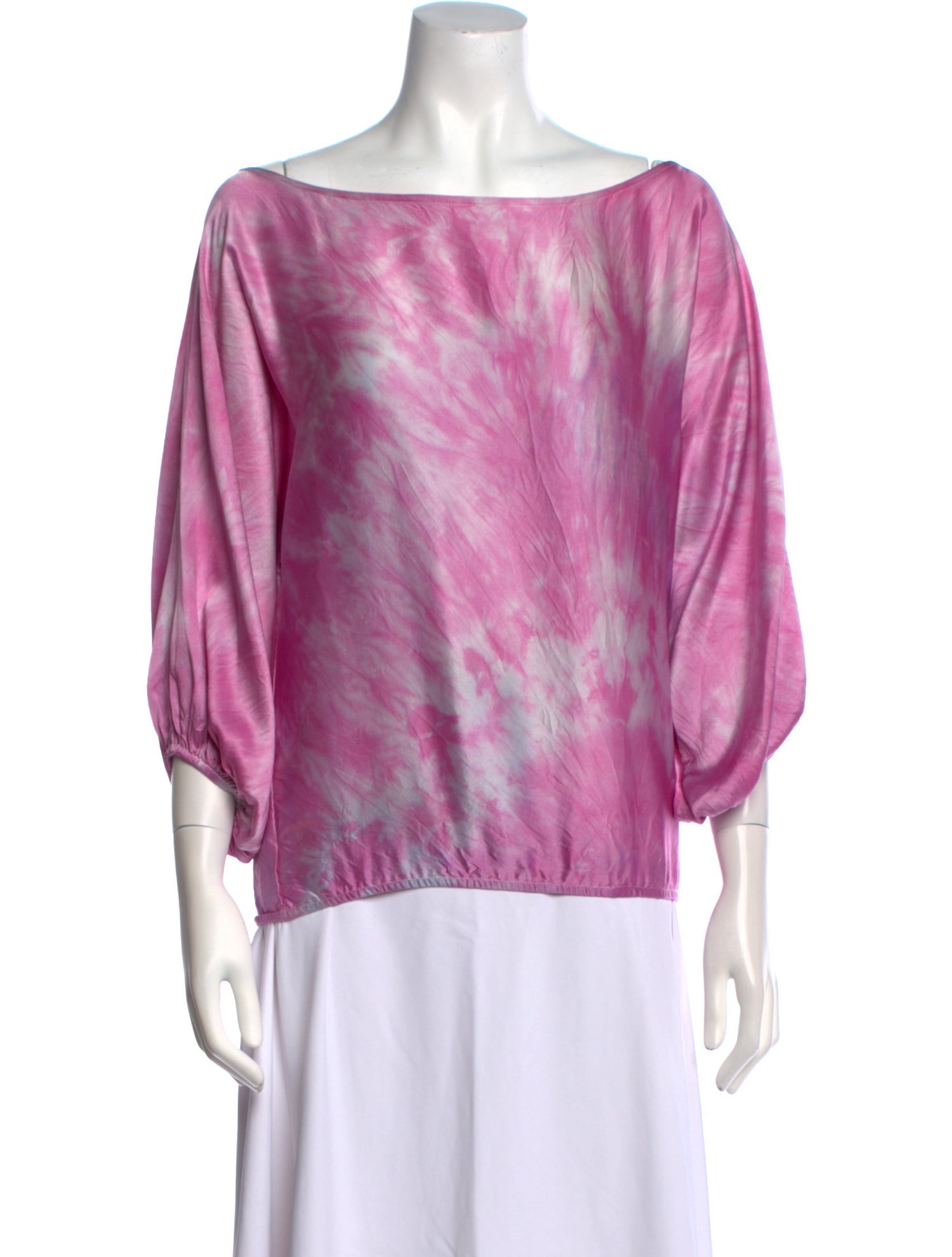 Michelle Farmer Silk Tie-Dye Print Blouse