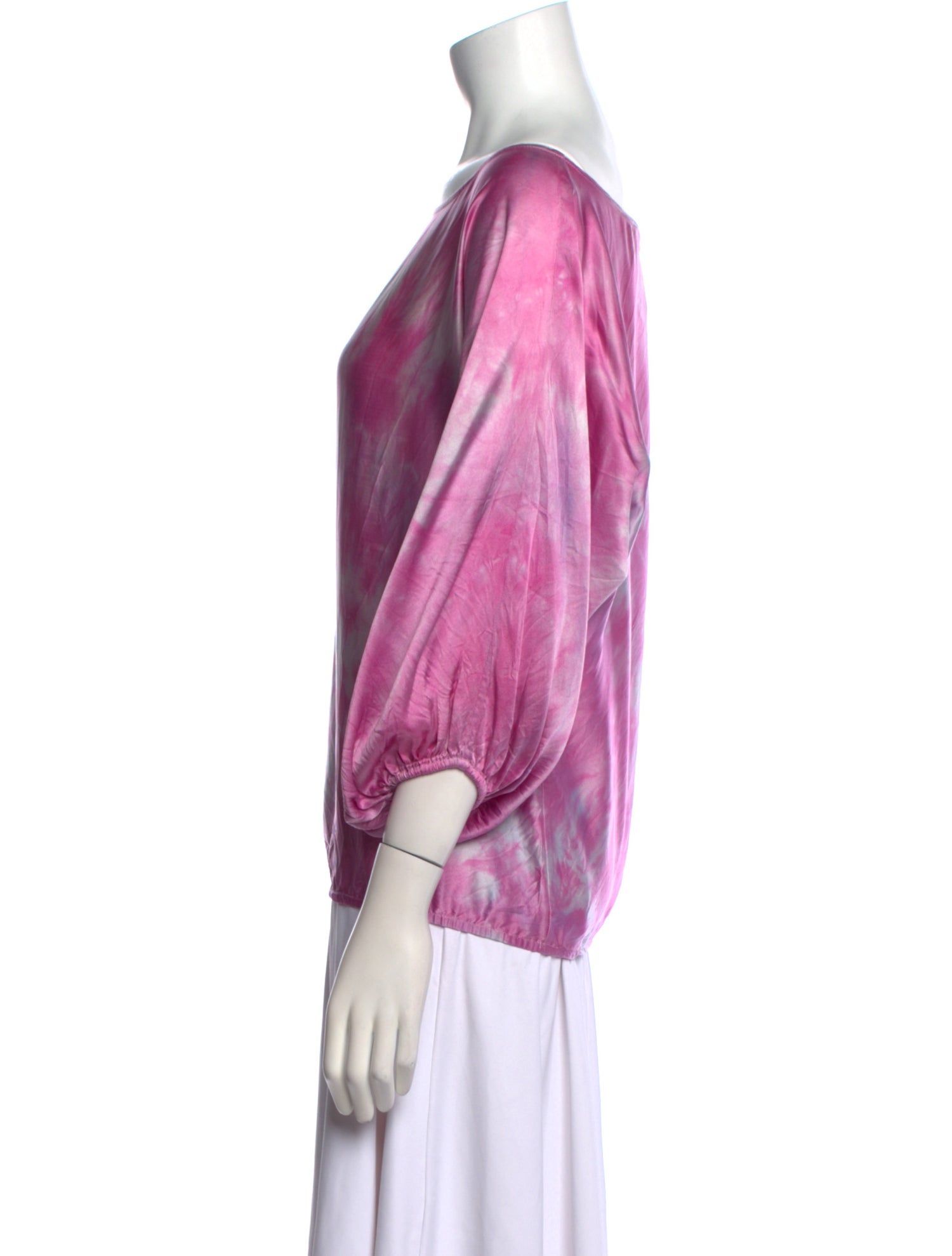 Michelle Farmer Silk Tie-Dye Print Blouse