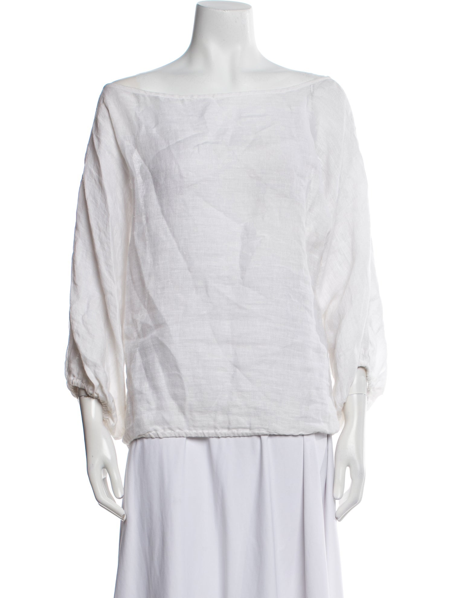 Michelle Farmer Linen Bateau Neckline Blouse