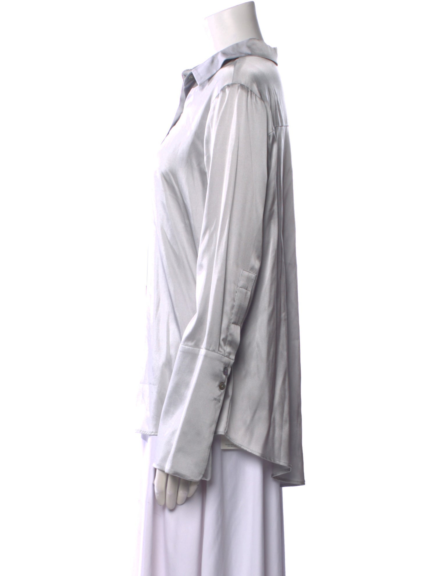 Michelle Farmer Silk Long Sleeve Button-Up Top