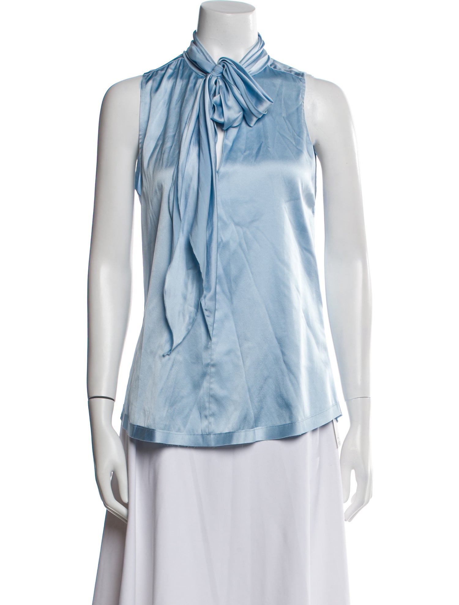 Michelle Farmer Silk Tie Neck Top