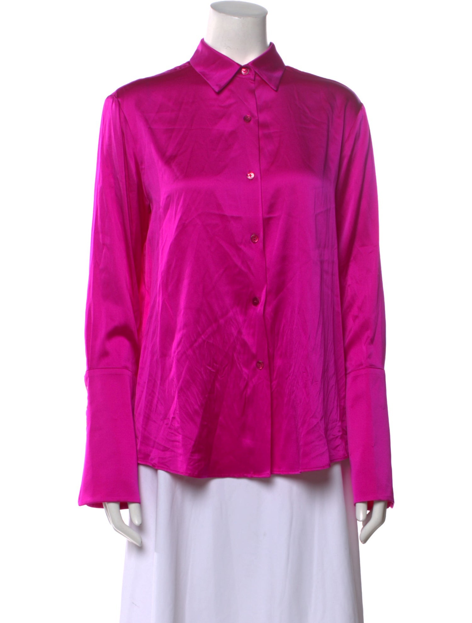 Michelle Farmer Silk Long Sleeve Button-Up Top w/ Tags