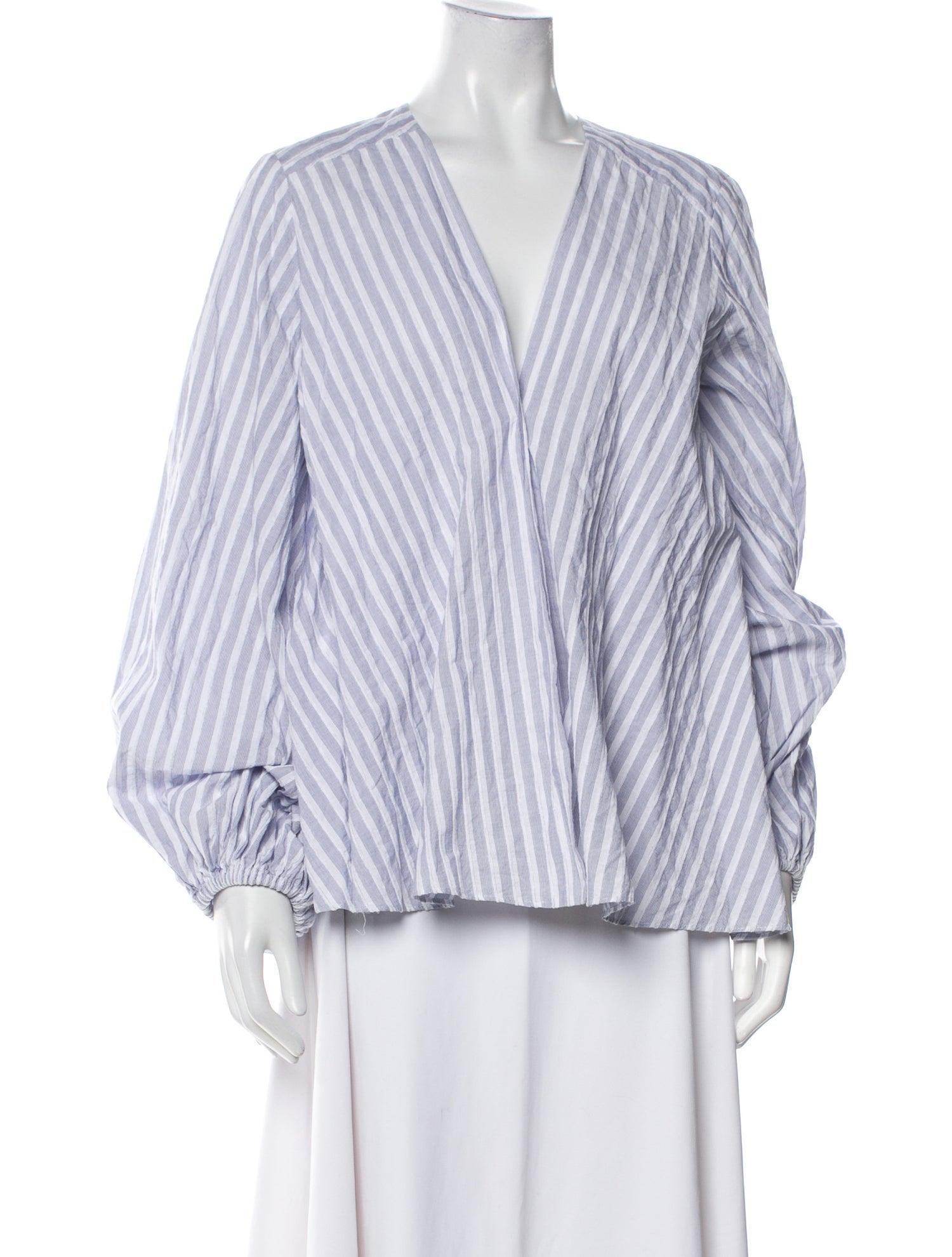 Michelle Farmer Striped V-Neck Blouse