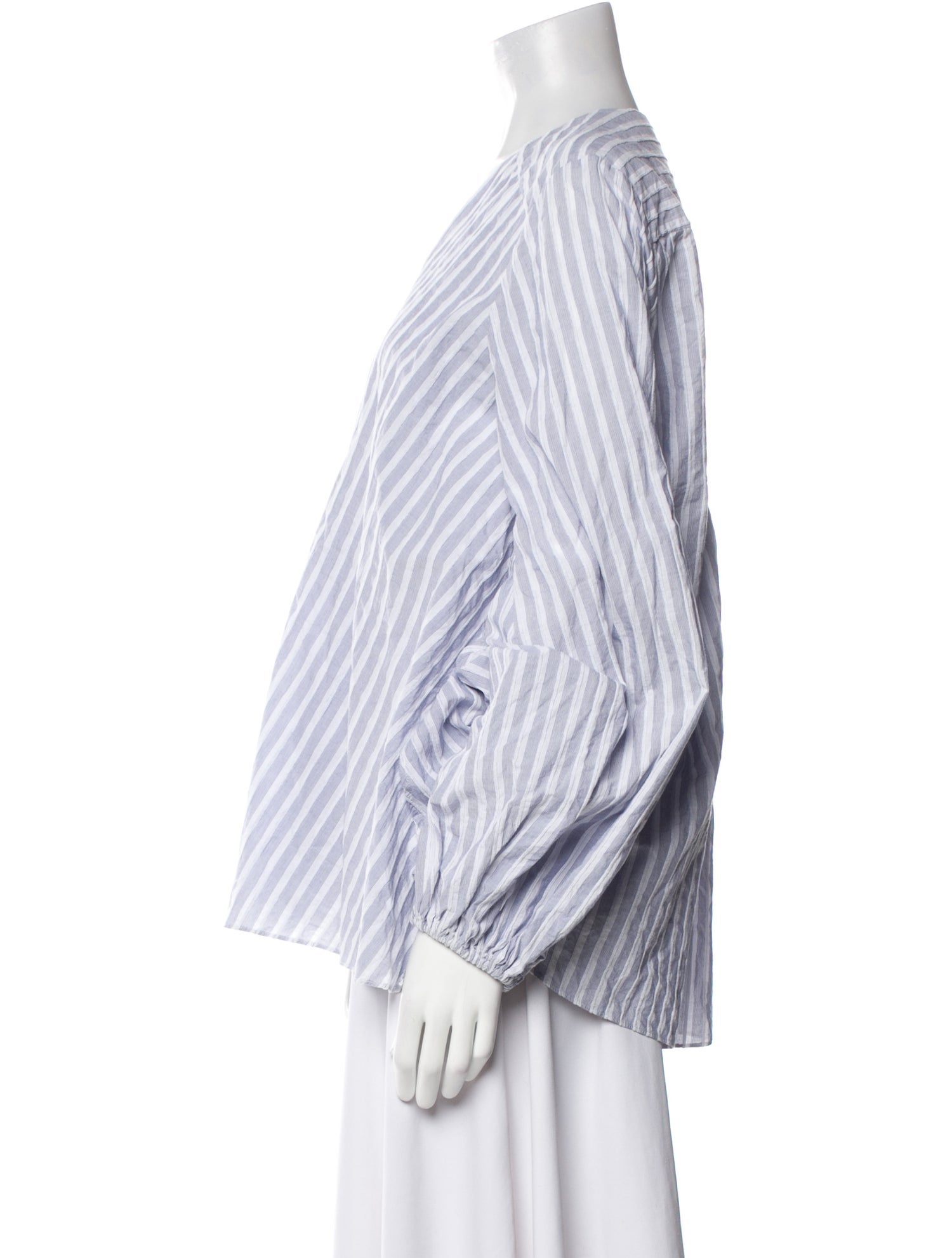 Michelle Farmer Striped V-Neck Blouse
