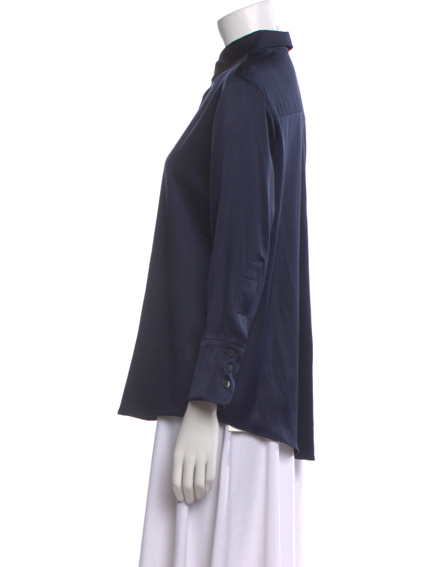 Michelle Farmer Silk Three-Quarter Sleeve Button-Up Top