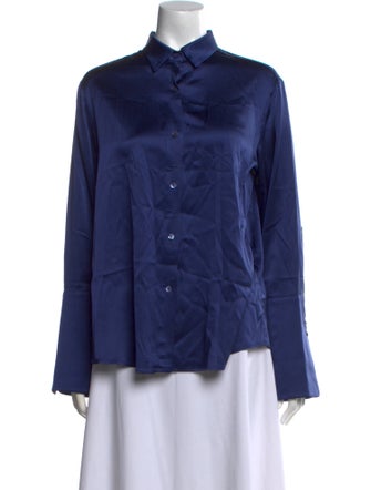 Michelle Farmer Silk Long Sleeve Button-Up Top