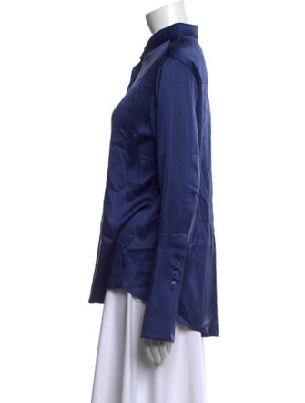 Michelle Farmer Silk Long Sleeve Button-Up Top