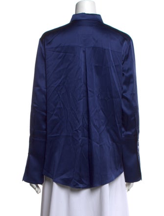 Michelle Farmer Silk Long Sleeve Button-Up Top