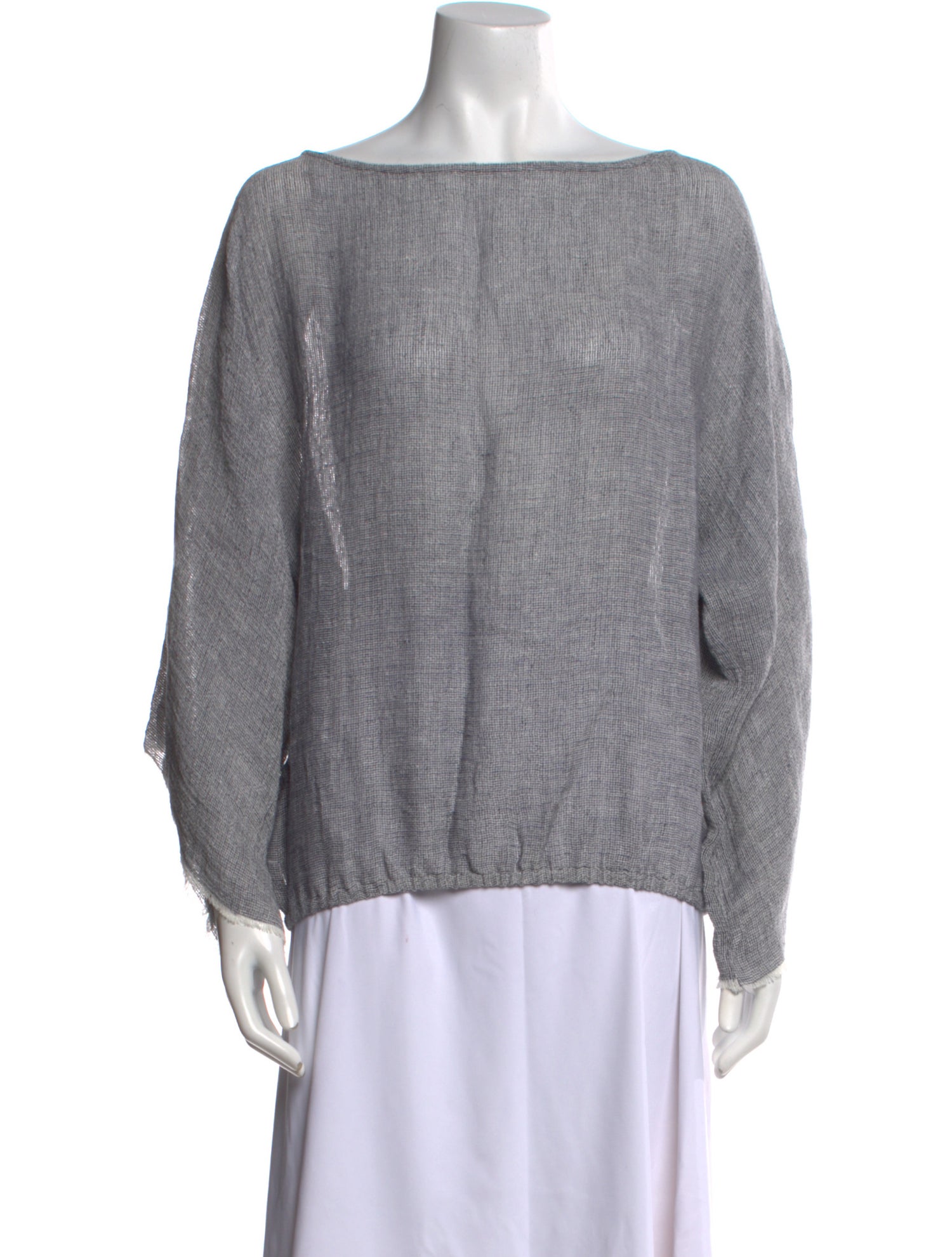 Michelle Farmer Bateau Neckline Long Sleeve Blouse