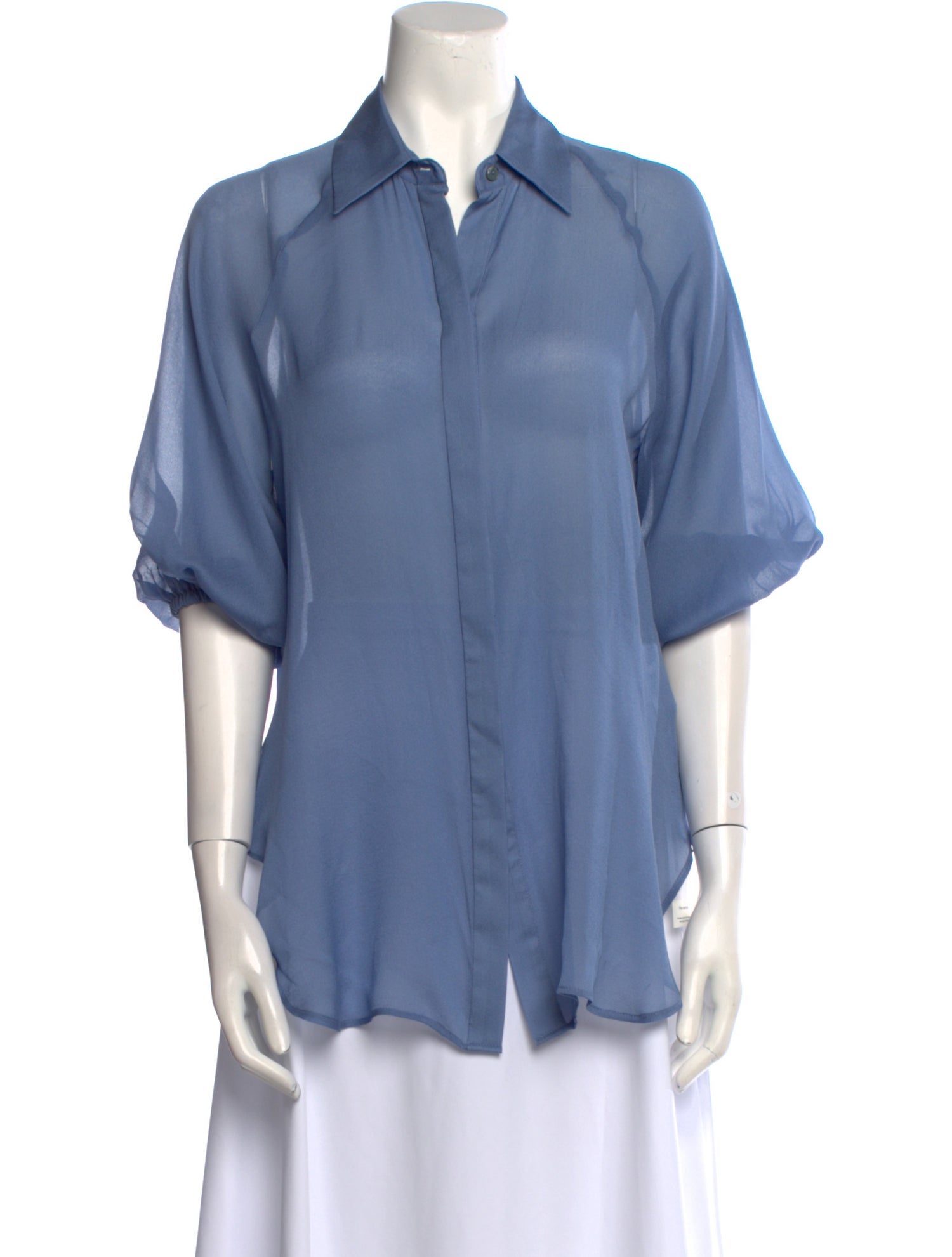 Michelle Farmer Silk Short Sleeve Button-Up Top