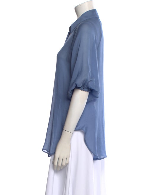 Michelle Farmer Silk Short Sleeve Button-Up Top