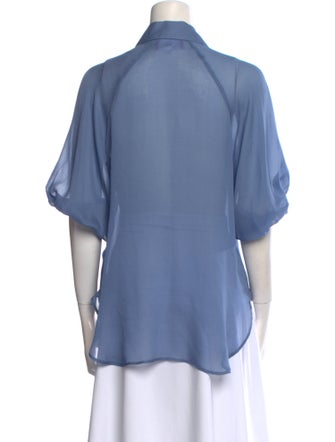 Michelle Farmer Silk Short Sleeve Button-Up Top