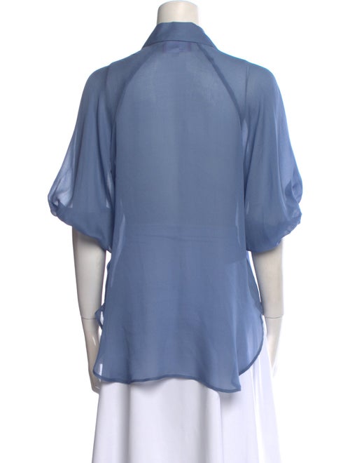 Michelle Farmer Silk Short Sleeve Button-Up Top