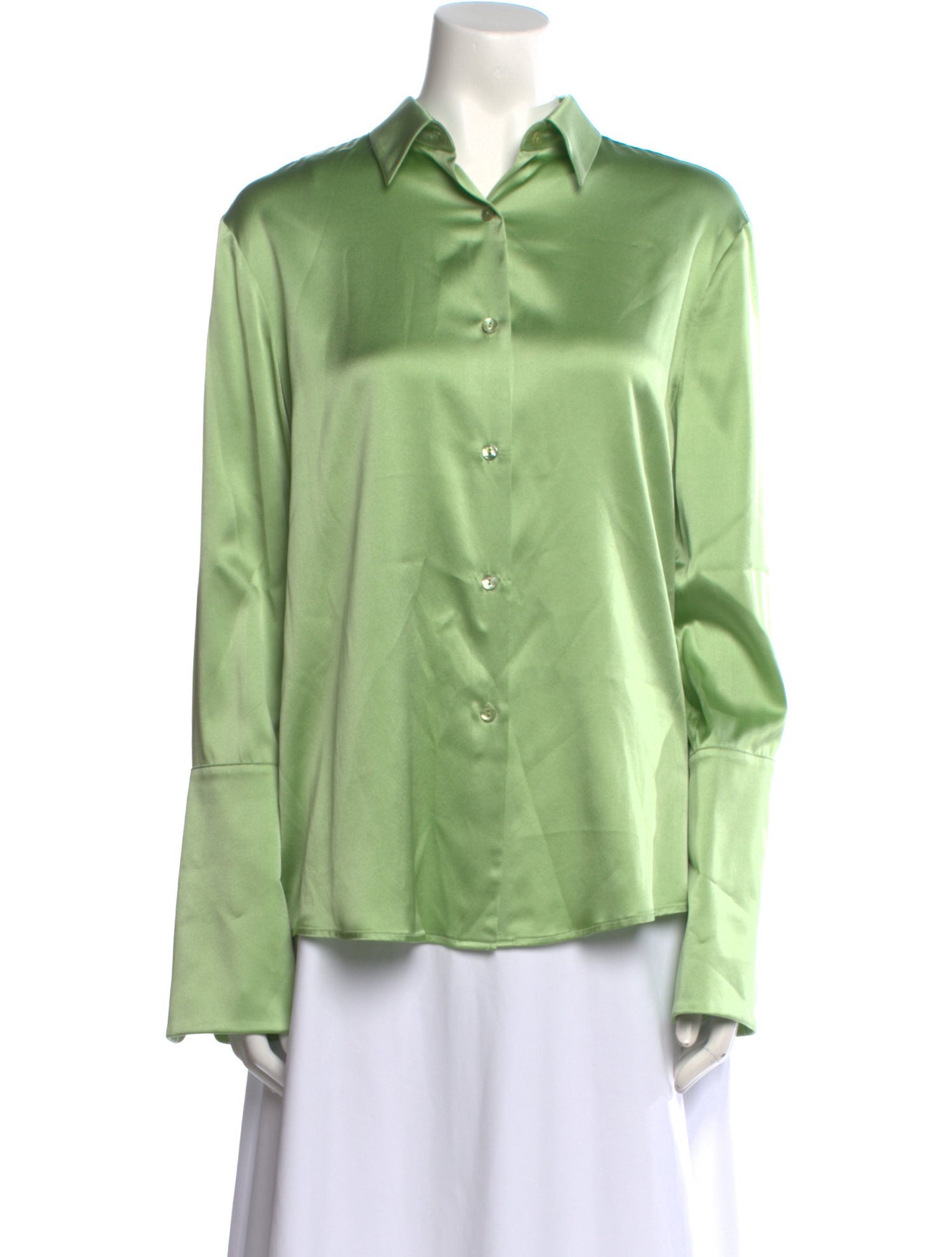 Michelle Farmer Silk Long Sleeve Button-Up Top
