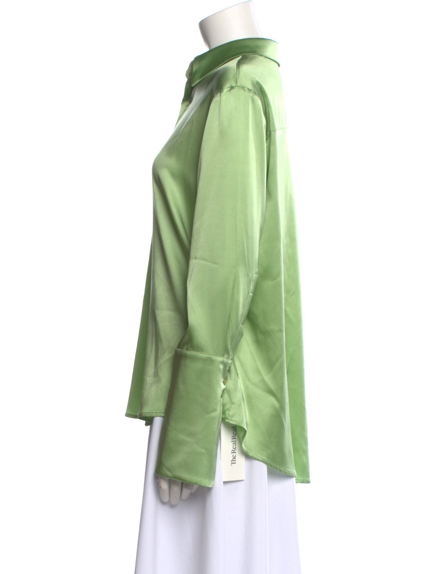 Michelle Farmer Silk Long Sleeve Button-Up Top