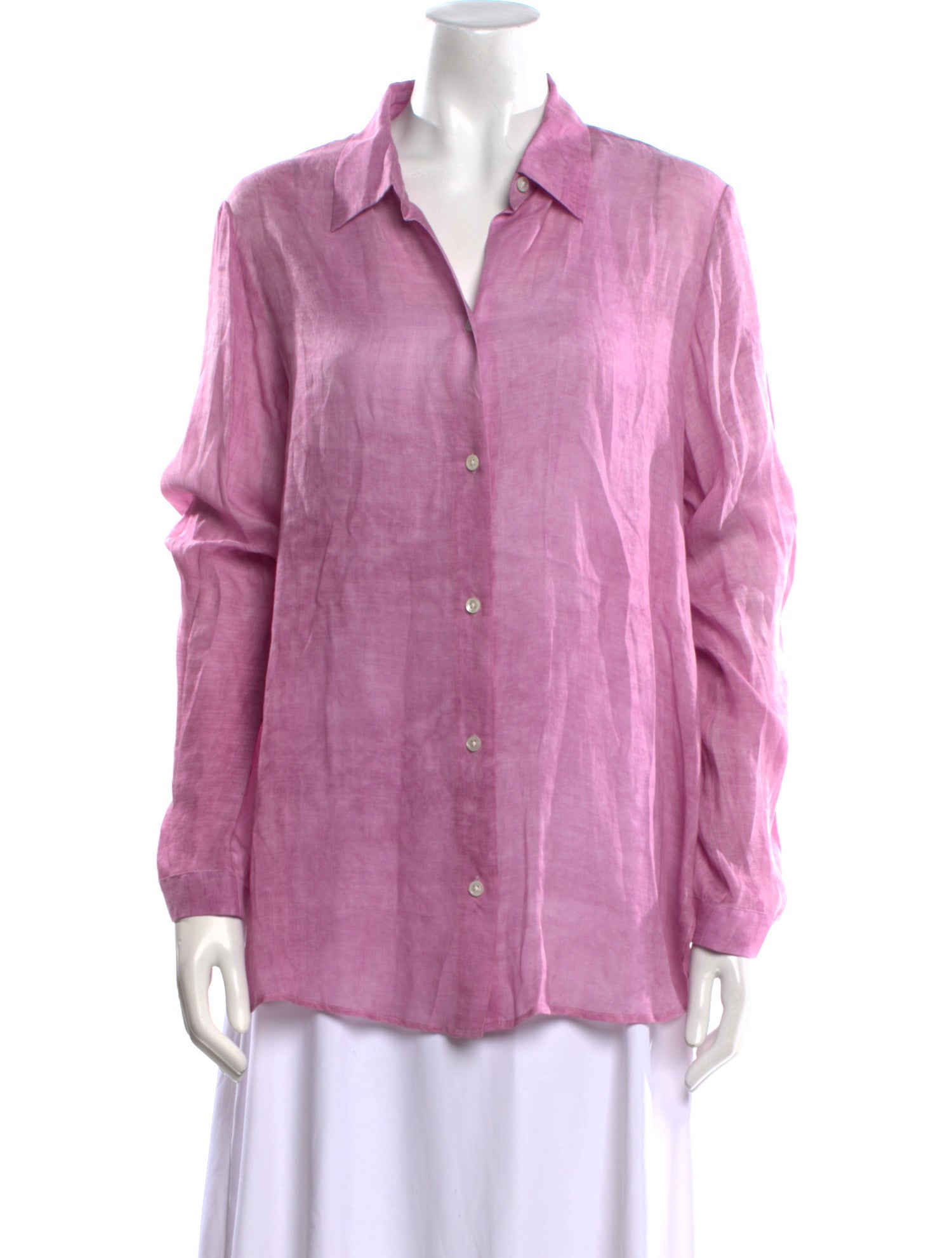 Michelle Farmer Linen Long Sleeve Button-Up Top