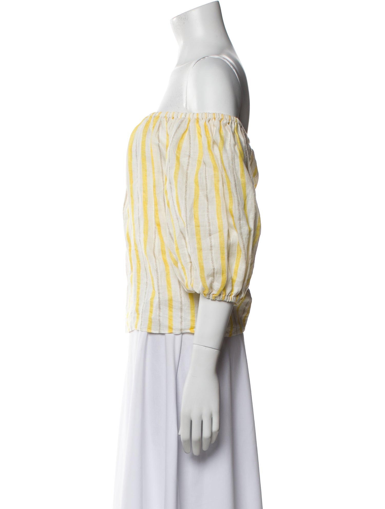 Michelle Farmer Striped Off-The-Shoulder Crop Top