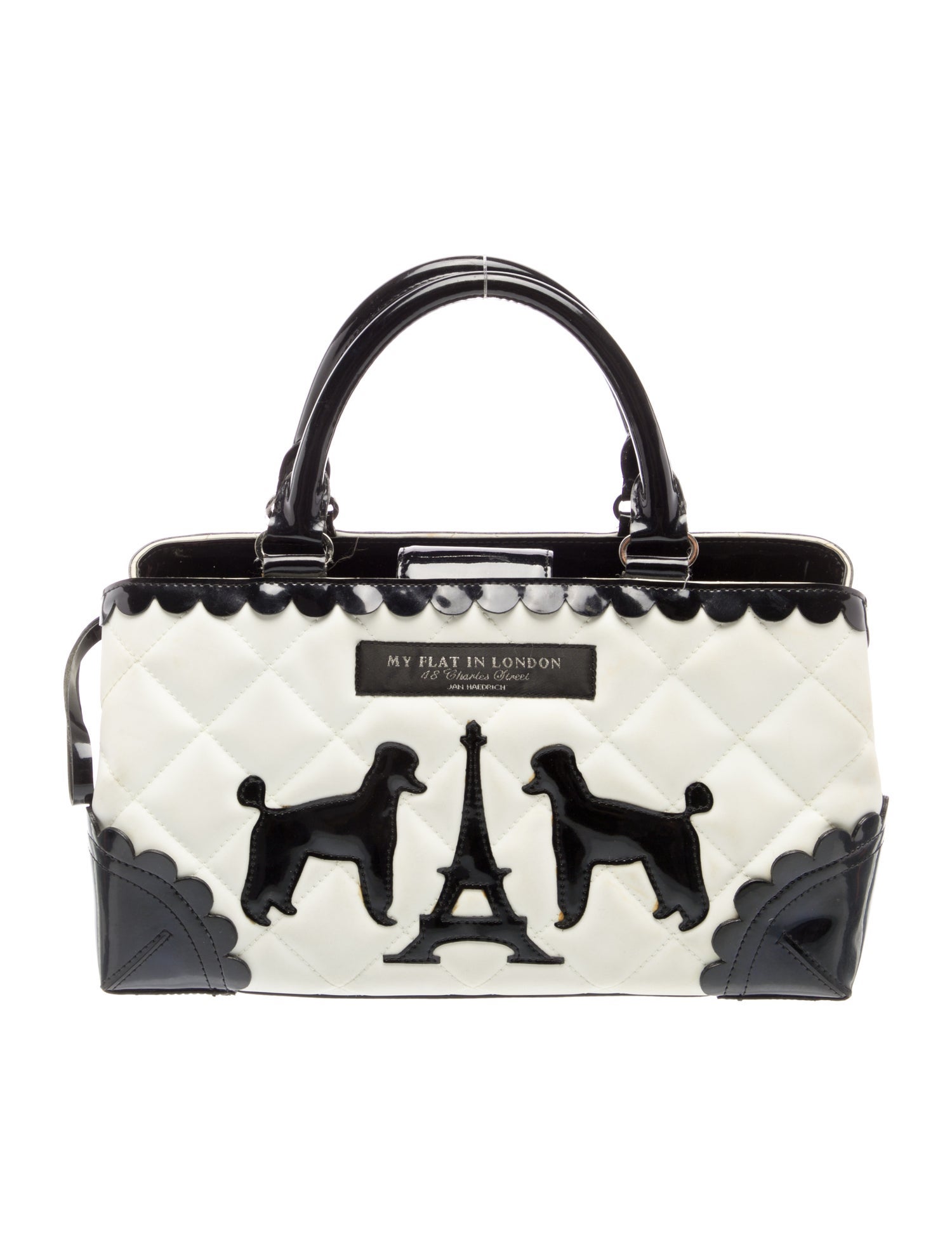 My Flat In London Patent Leather Top Handle Bag