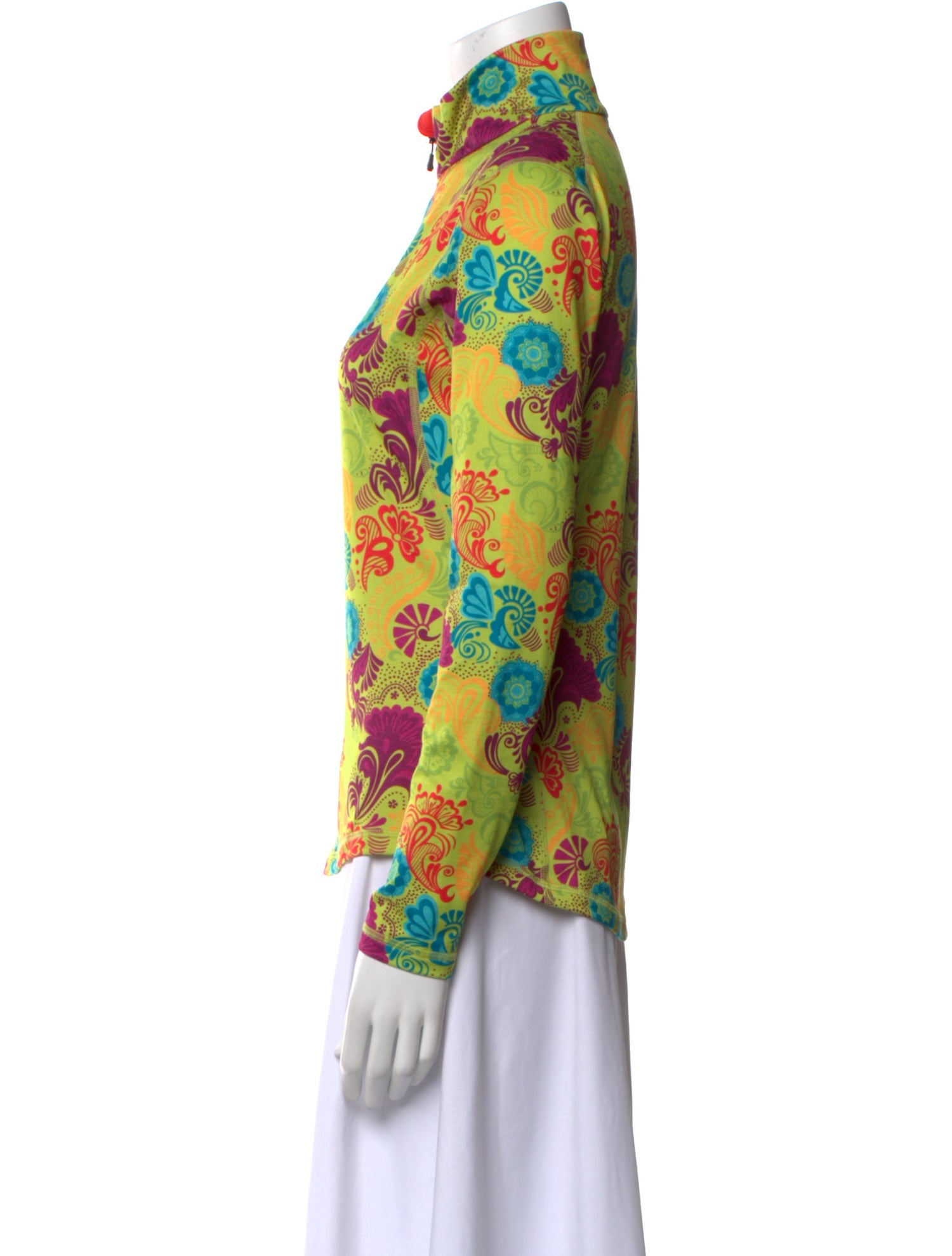 Mountain Force Floral Print Mock Neck Button-Up Top