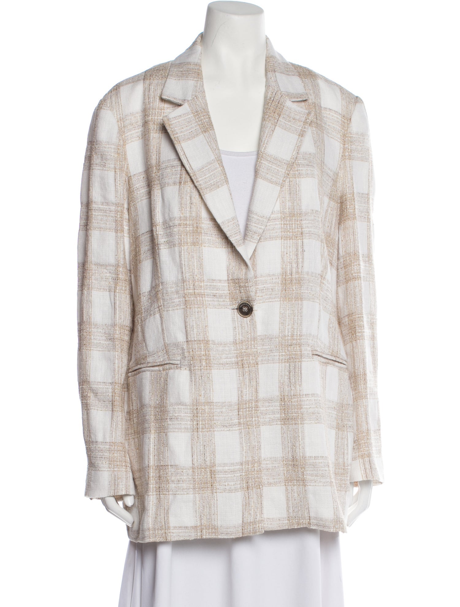 Manila Grace Plaid Print Blazer