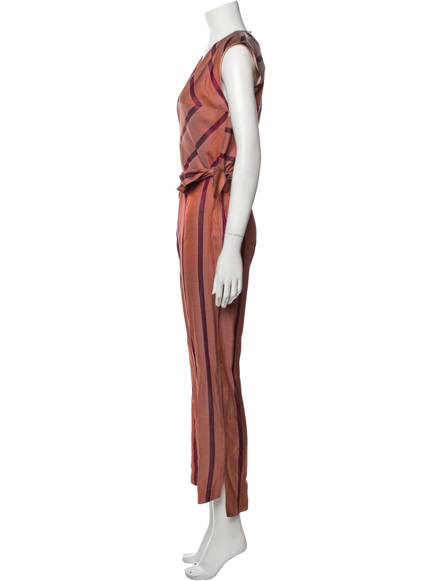 Manila Grace Striped V-Neck Jumpsuit