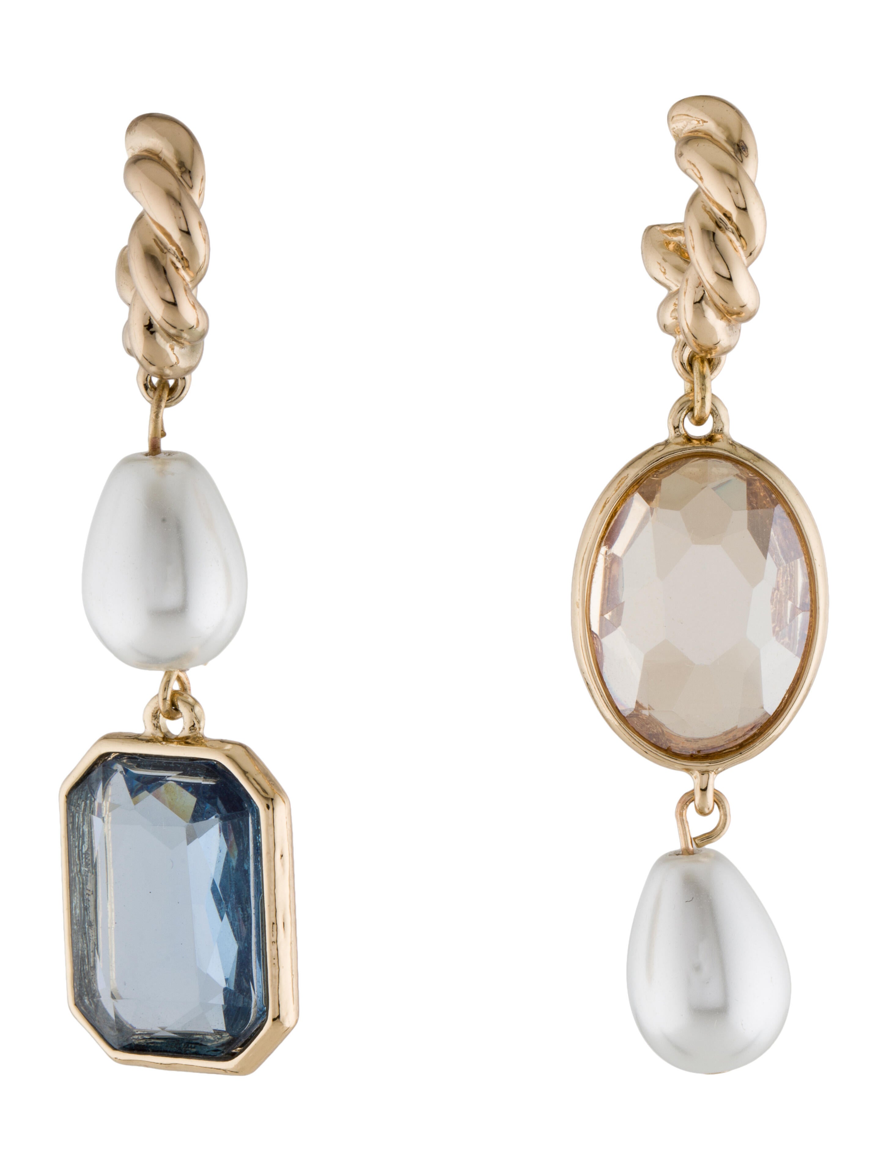 Mignonne Gavigan Faux Pearl & Crystal Leonie Mismatched Drop Earrings