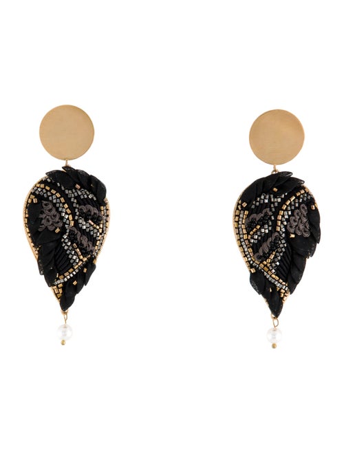 Mignonne Gavigan Sequins, Faux Pearl & Leather Drop Earrings