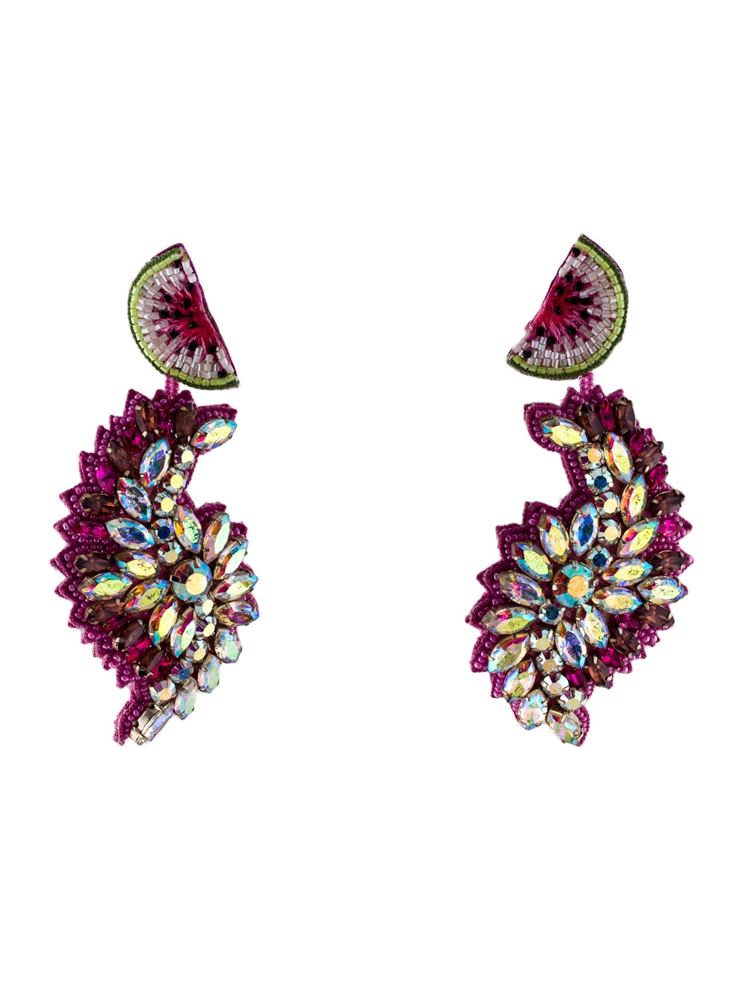 Mignonne Gavigan Beaded, Crystal & Embroidered Watermelon Drop Earrings