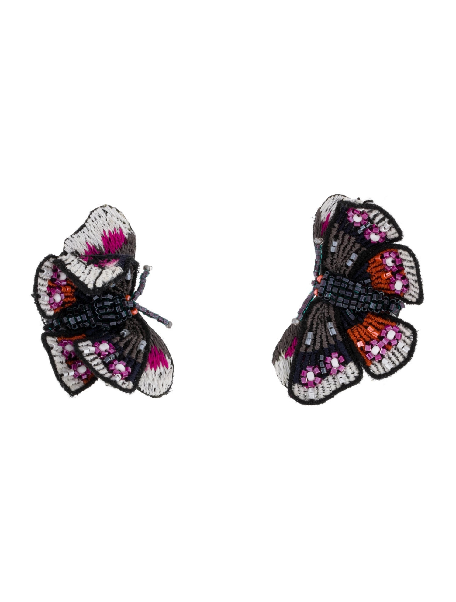 Mignonne Gavigan Bead- Sequins & leather Butterfly Stud Earrings