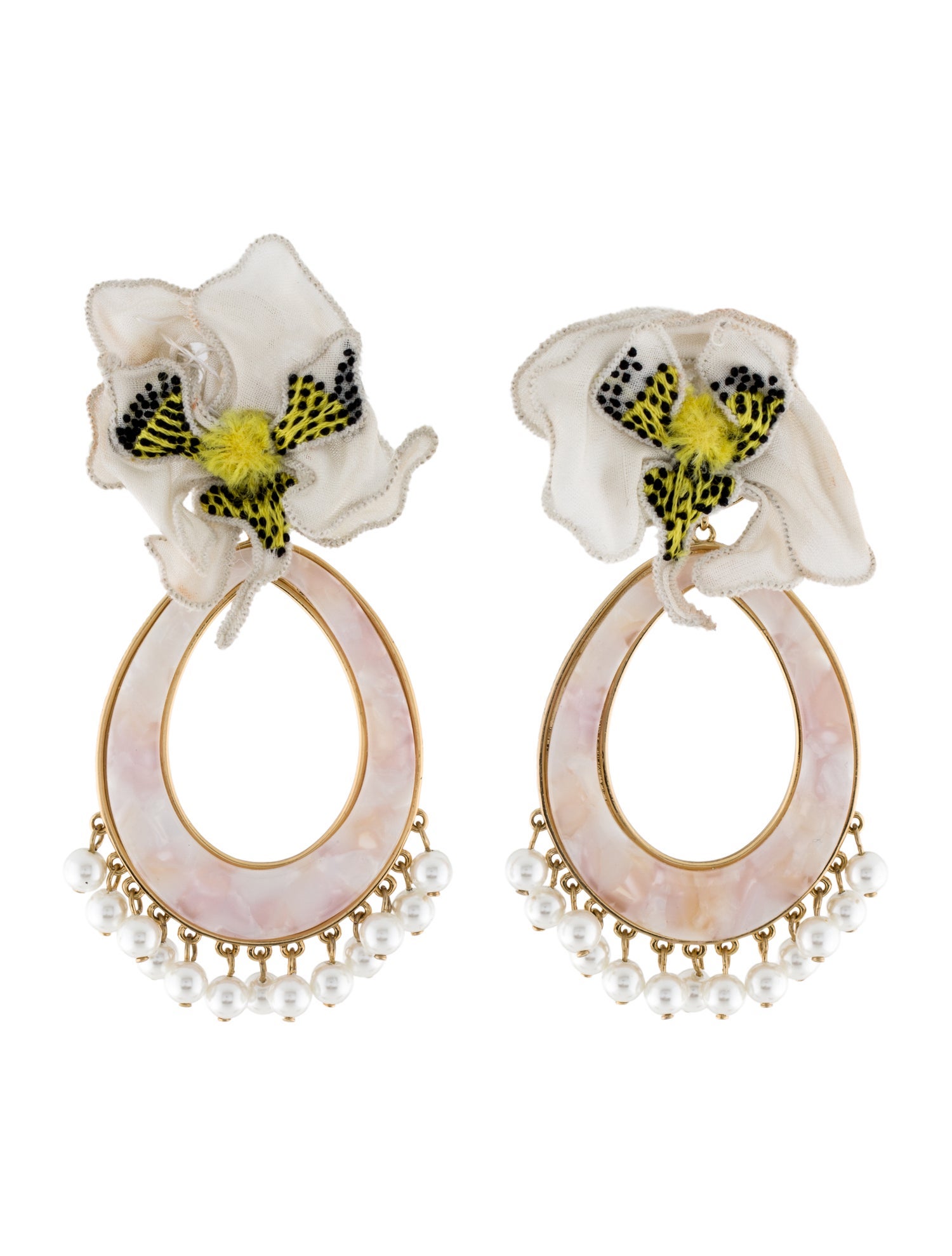Mignonne Gavigan Faux Pearl & Fabric Drop Earrings