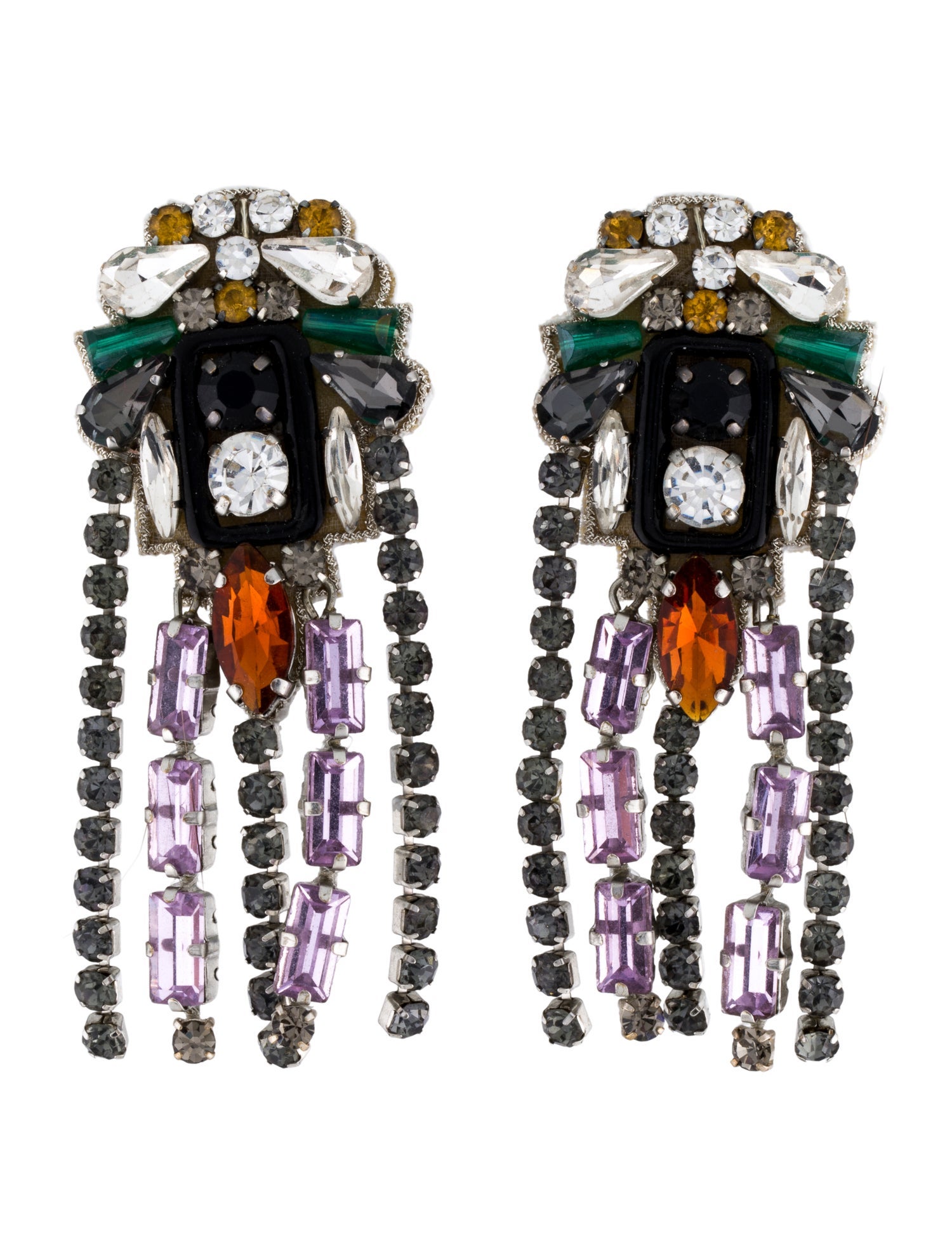 Mignonne Gavigan Crystal & Leather Drop Earrings