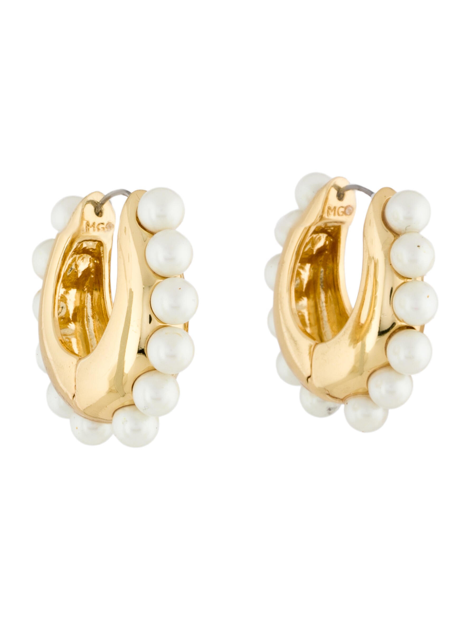 Mignonne Gavigan Faux Pearl Jasmin Hoop Earrings