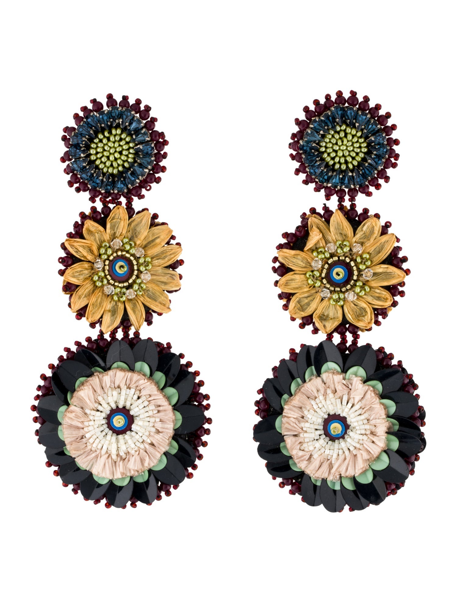 Mignonne Gavigan Crystal & Bead Flower Drop Earrings