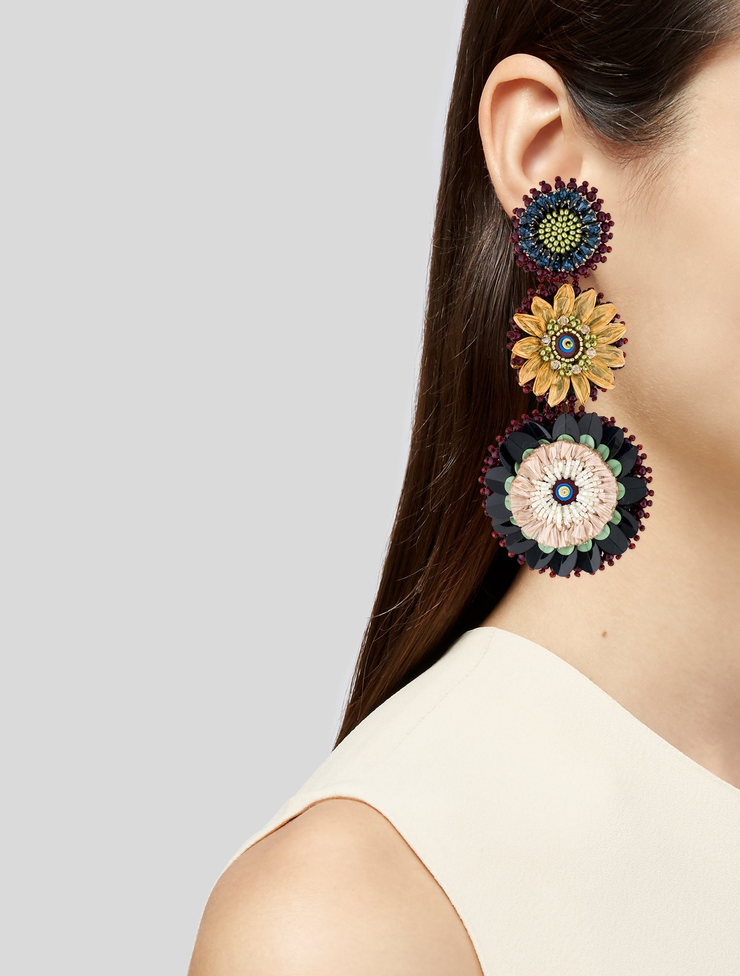 Mignonne Gavigan Crystal & Bead Flower Drop Earrings