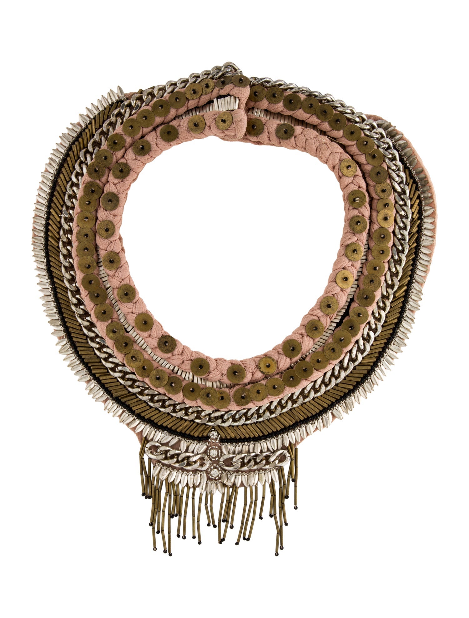Mignonne Gavigan Crystal & Fabric Beaded Collar Necklace