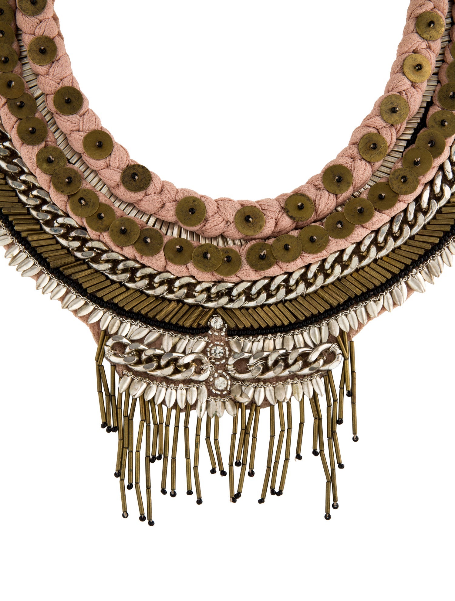 Mignonne Gavigan Crystal & Fabric Beaded Collar Necklace