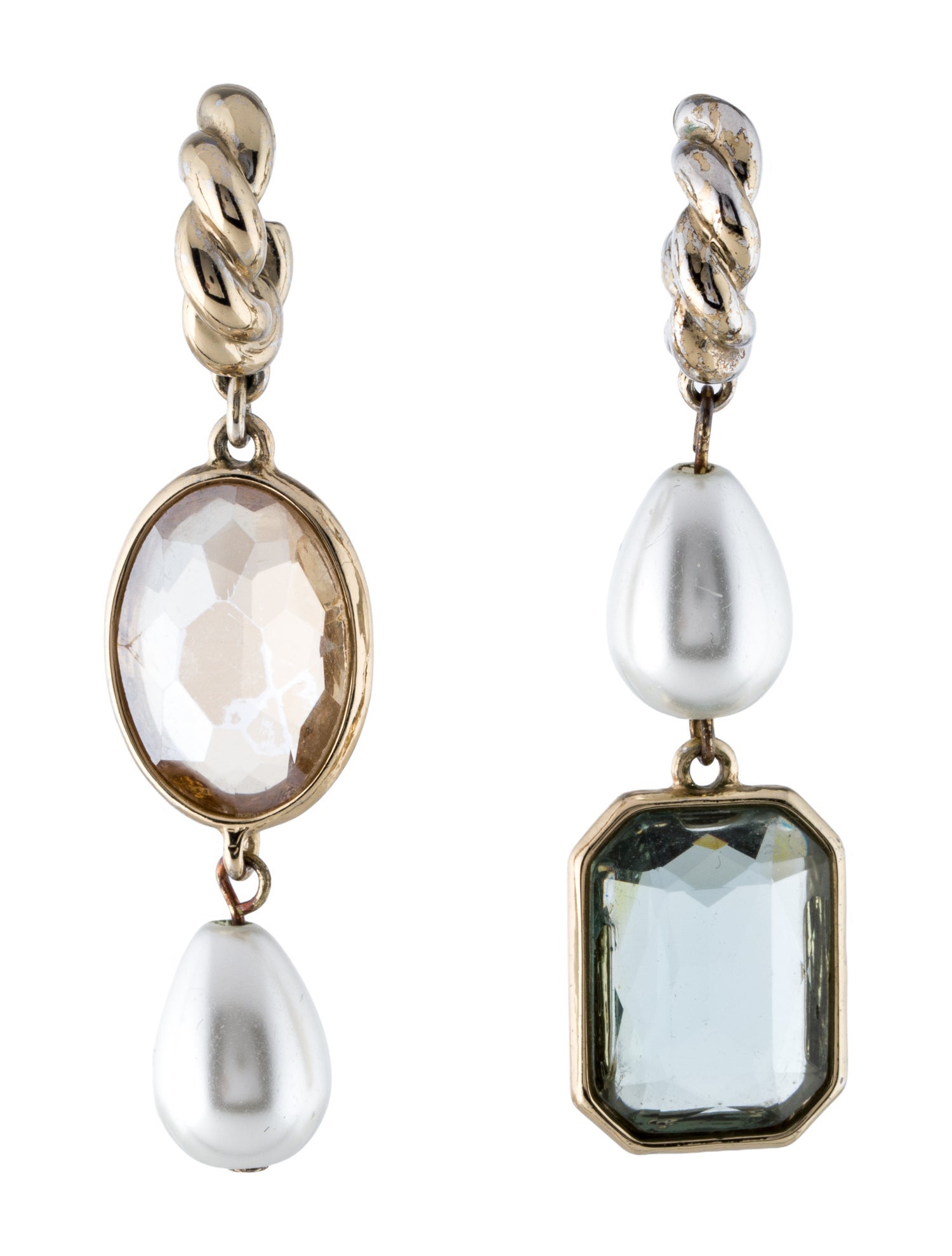 Mignonne Gavigan Faux Pearl & Crystal Leoni Mismatch Drop Earrings