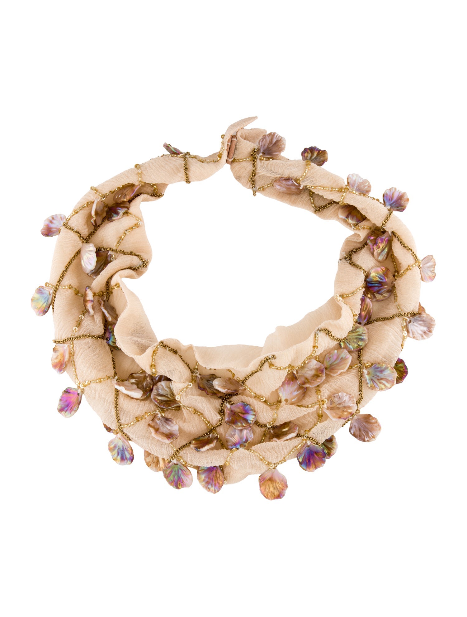 Mignonne Gavigan Fabric, Bead, sequins & Resin Scarf Collar Necklace