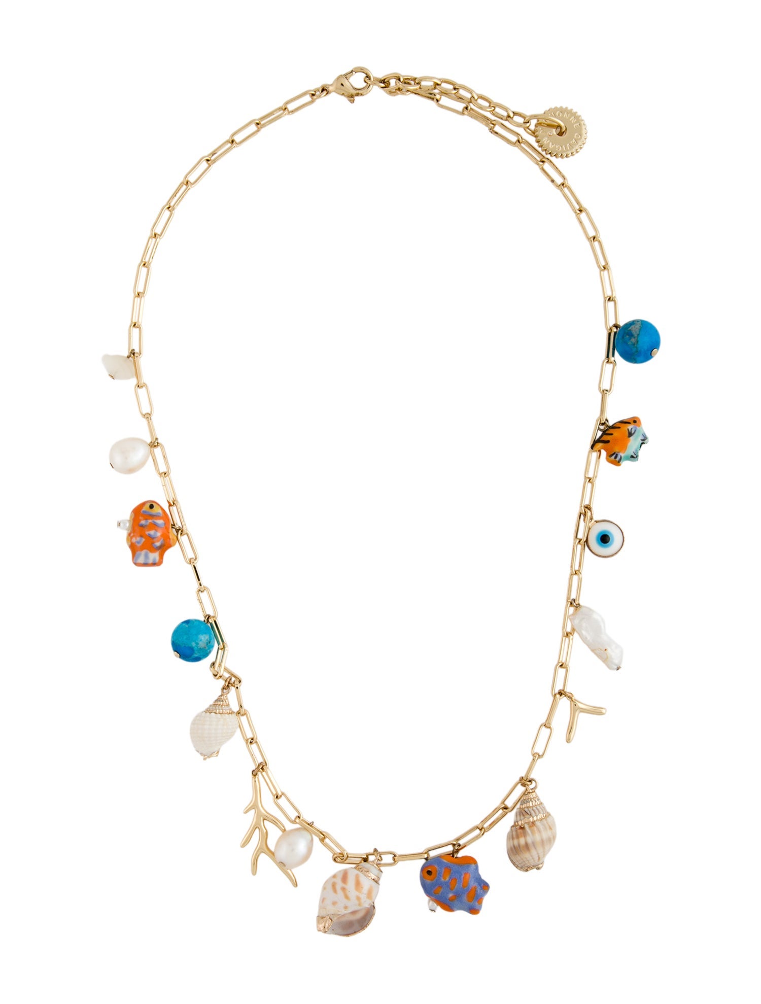 Mignonne Gavigan Multi-Pearl, Stone, Shell & Enameled Bead Andros Charm Necklace